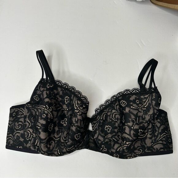 Soma Black Lace Underwire Bra 34C balconet - Picture 1 of 5